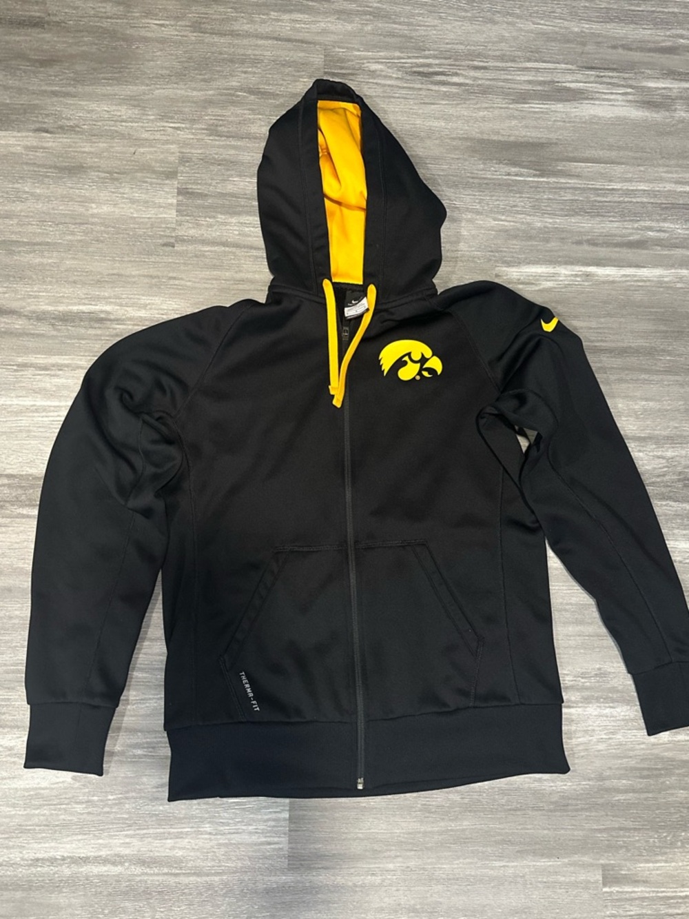 Nike Thermafit Iowa Hawkeye Black Zip Up Hoodie Medium